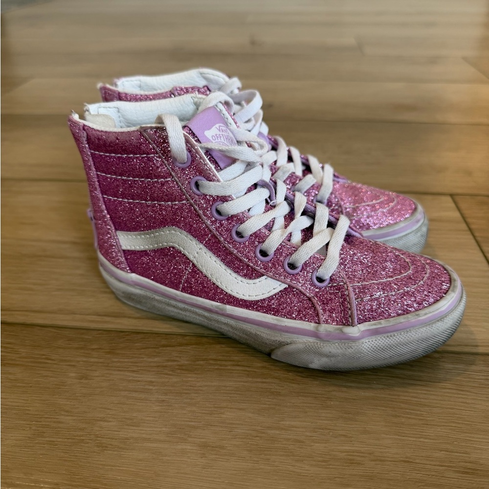 Vans Kids Pink Glitter High-Top Sneakers